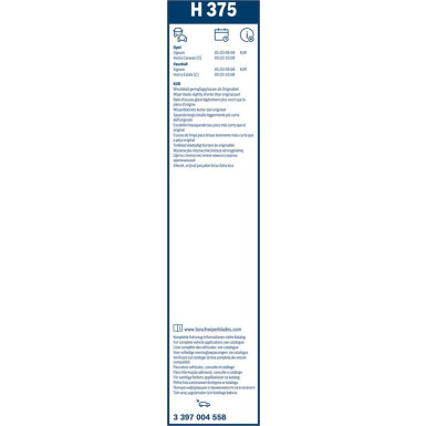 Bosch Wischerblatt H375 3397004558 Bosch Wischerblatt H375 3397004558