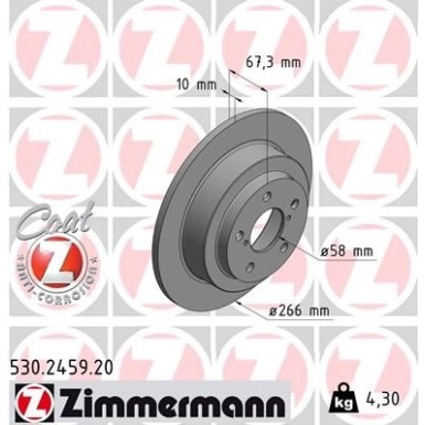 ZIMMERMANN Bremsscheibe 530.2459.20 Coat Z ZIMMERMANN Bremsscheibe 530.2459.20 Coat Z
