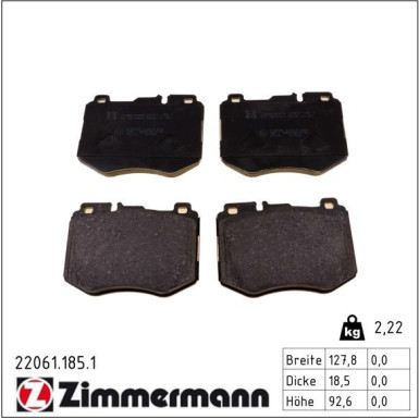 ZIMMERMANN Bremsbeläge 22061.185.1 ZIMMERMANN Bremsbeläge 22061.185.1