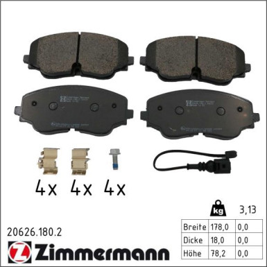 ZIMMERMANN Bremsbelagsatz, Scheibenbremse 20626.180.2 ZIMMERMANN Bremsbelagsatz, Scheibenbremse 20626.180.2