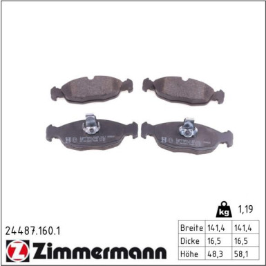 ZIMMERMANN Bremsbeläge 24487.160.1 ZIMMERMANN Bremsbeläge 24487.160.1