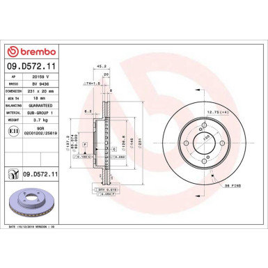 Bremsscheibe VA 09.D572.11 Bremsscheibe VA 09.D572.11