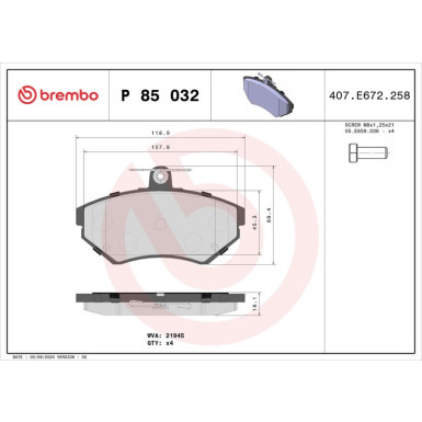 BREMBO Bremsklötze VA P 85 032 BREMBO Bremsklötze VA P 85 032