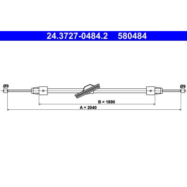 ATE Handbremsseil Seilzug Festellbremse 24.3727-0484.2 ATE Handbremsseil Seilzug Festellbremse 24.3727-0484.2