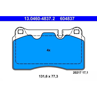 Bremsbelagsatz Land Rover P. Range Rover 2.7-3.6D/4.2-4.4 4X4 05-13 13.0460-4837.2 Bremsbelagsatz Land Rover P. Range Rover 2.7-3.6D/4.2-4.4 4X4 05-13 13.0460-4837.2
