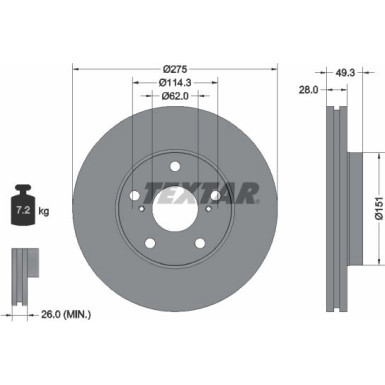 Bremsscheibe Toyota P. Avensis Verso 01-/Previa 00-/Camry 92077703 Bremsscheibe Toyota P. Avensis Verso 01-/Previa 00-/Camry 92077703