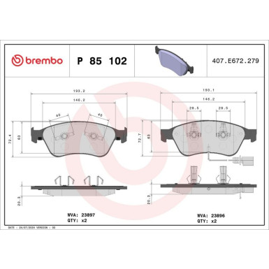BREMBO Bremsklötze VA P 85 102 BREMBO Bremsklötze VA P 85 102