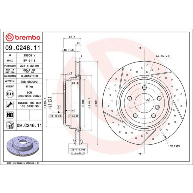 11 482 097 Bremsscheibe HA 09.C246.11 11 482 097 Bremsscheibe HA 09.C246.11