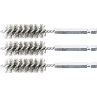 BGS Stahlbürste 15 mm Antrieb Außensechskant 6,3 mm (1/4 ) 3-tlg 3078-15-S