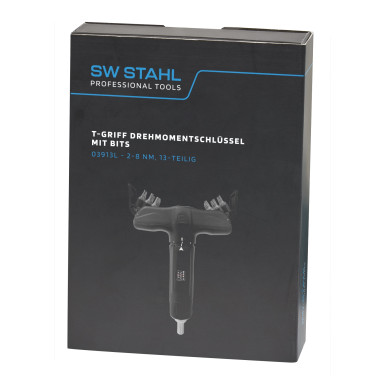 SW-Stahl T-Griff Drehmomentschlüssel 2-8 Nm mit Bits, 13-teilig 03913L