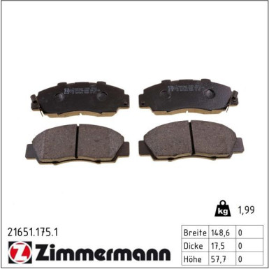 ZIMMERMANN Bremsbeläge 21651.175.1