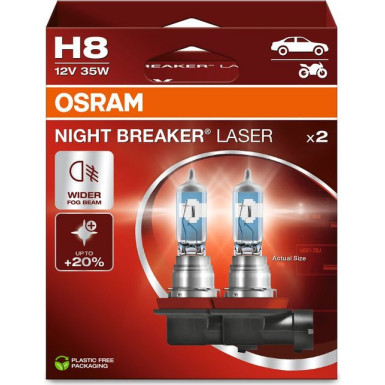 OSRAM H8 12V 35W PGJ19-1 NIGHT BREAKER LASER +150% Licht