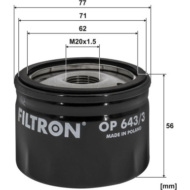 FILTRON Ölfilter OP 643/3 FILTRON Ölfilter OP 643/3