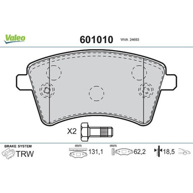 VALEO Bremsbeläge 601010