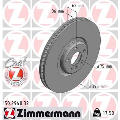 ZIMMERMANN Bremsscheibe 150.2948.32 ZIMMERMANN Bremsscheibe 150.2948.32