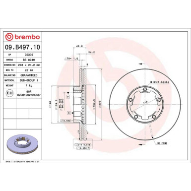 85 481 081 Bremsscheibe VA 09.B497.10