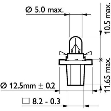 BAX 8,5d/2 grey 24V.1,2W.Lampe 13598CP