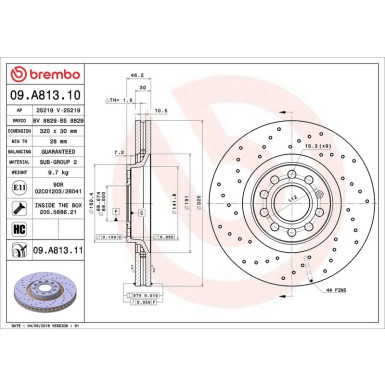 12 481 053 Bremsscheibe VA 09.A813.11 12 481 053 Bremsscheibe VA 09.A813.11