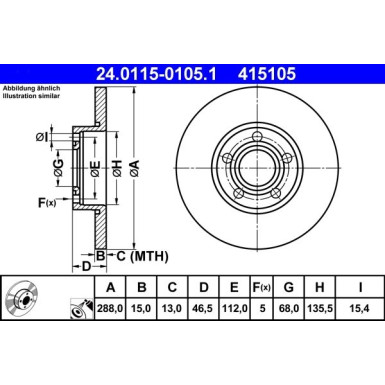 Bremsscheibe Audi S. 100/A4/A6 90-01 24.0115-0105.1 Bremsscheibe Audi S. 100/A4/A6 90-01 24.0115-0105.1