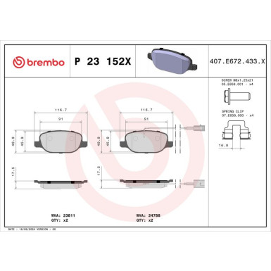 BREMBO Bremsklötze Xtra HA ALFA Giulietta 10 XTRA LINE P 23 152X BREMBO Bremsklötze Xtra HA ALFA Giulietta 10 XTRA LINE P 23 152X