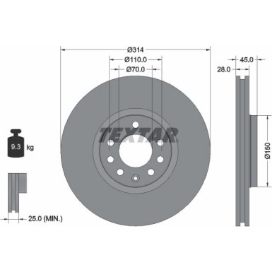 Bremsscheibe Opel P. Vectra C 02- 2.8/3.2 V6/3.0Cdti PRO 92118803