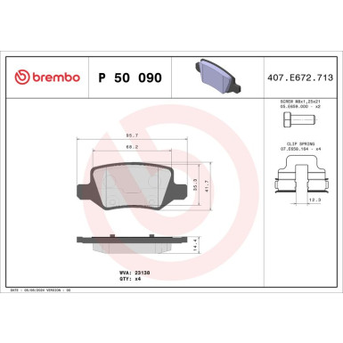 BREMBO Bremsklötze HA MERCEDES W168,W169,W245,W414 97 PRIME LINE P 50 090 BREMBO Bremsklötze HA MERCEDES W168,W169,W245,W414 97 PRIME LINE P 50 090