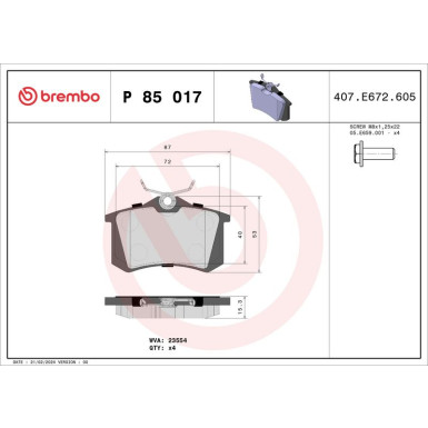 BREMBO Bremsklötze HA P 85 017 BREMBO Bremsklötze HA P 85 017