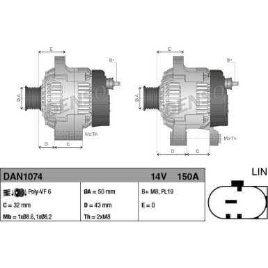 DENSO Generator DAN1074 DENSO Generator DAN1074