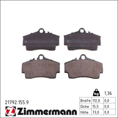 ZIMMERMANN Bremsbeläge 21792.155.9 pb:z