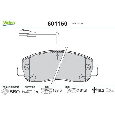 VALEO Bremsbeläge 601150 VALEO Bremsbeläge 601150