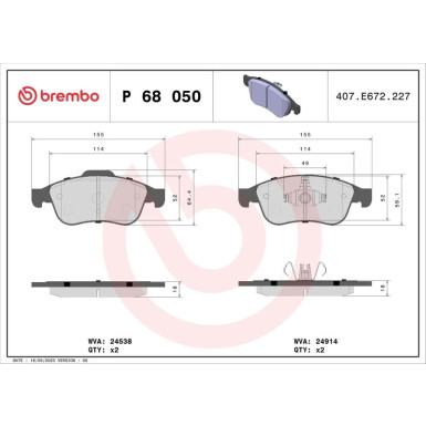 BREMBO Bremsklötze VA DACIA Dokker, Duster RENAULT Captur 10 PRIME LINE P 68 050 BREMBO Bremsklötze VA DACIA Dokker, Duster RENAULT Captur 10 PRIME LINE P 68 050