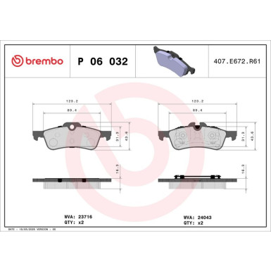 BREMBO Bremsklötze HA P 06 032 BREMBO Bremsklötze HA P 06 032