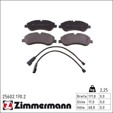 ZIMMERMANN Bremsbeläge 25602.170.2 ZIMMERMANN Bremsbeläge 25602.170.2