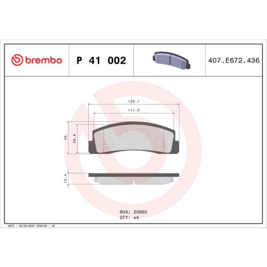 BREMBO Bremsklötze VA P 41 002 BREMBO Bremsklötze VA P 41 002