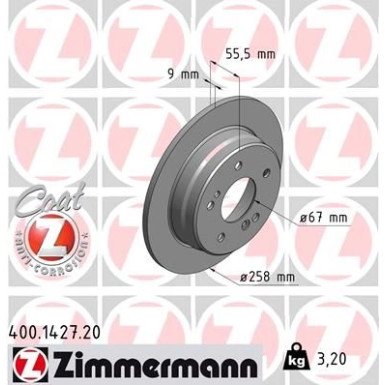 ZIMMERMANN Bremsscheibe 400.1427.20 Coat Z
