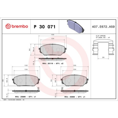 BREMBO Bremsklötze VA P 30 071 BREMBO Bremsklötze VA P 30 071