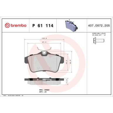 BREMBO Bremsklötze HA PEUGEOT,CITROEN C4 09 PRIME LINE P 61 114 BREMBO Bremsklötze HA PEUGEOT,CITROEN C4 09 PRIME LINE P 61 114