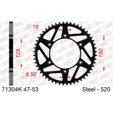 AFAM Kettenrad STAHL 49 Zähne 71304K-49 AFAM Kettenrad STAHL 49 Zähne 71304K-49