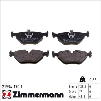 ZIMMERMANN Bremsbeläge 21934.170.1 ZIMMERMANN Bremsbeläge 21934.170.1