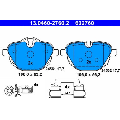 Bremsbelagsatz Bmw T. F10/F11 520-530 10-/F25 X3 10 13.0460-2760.2 Bremsbelagsatz Bmw T. F10/F11 520-530 10-/F25 X3 10 13.0460-2760.2