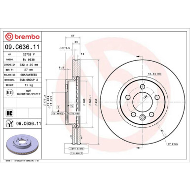 Bremsscheibe VA 09.C636.11 Bremsscheibe VA 09.C636.11