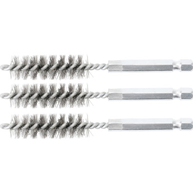 BGS Stahlbürste 13 mm Antrieb Außensechskant 6,3 mm (1/4 ) 3-tlg 3078-13-S