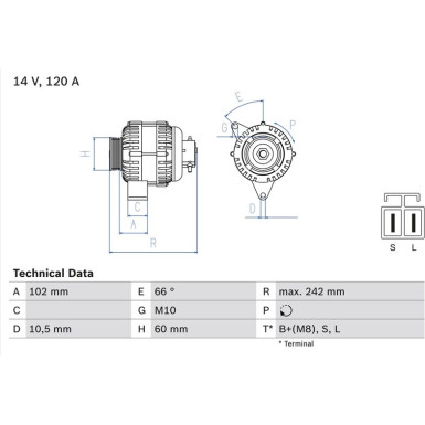 Lichtmaschine Hyundai,KIA 2.0CRDi 01 0 986 049 550
