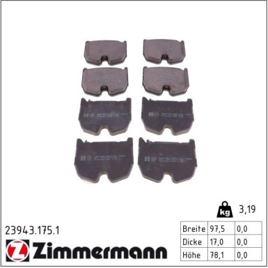 ZIMMERMANN Bremsbeläge 23943.175.1