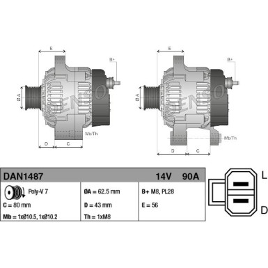 DENSO Generator DAN1487 DENSO Generator DAN1487