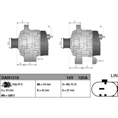 DENSO Generator DAN1310 DENSO Generator DAN1310