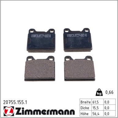 ZIMMERMANN Bremsbeläge 20755.155.1