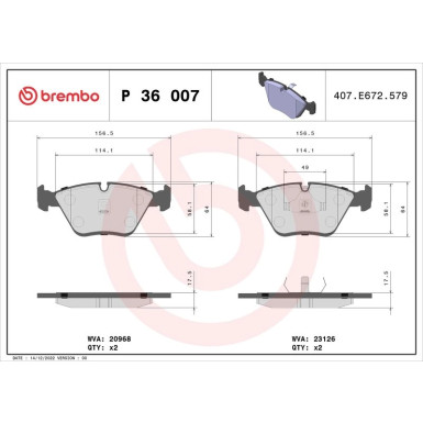 BREMBO Bremsklötze VA P 36 007 BREMBO Bremsklötze VA P 36 007