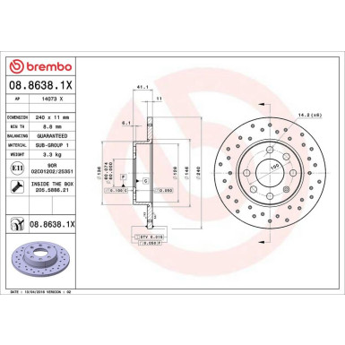 Bremsscheibe VA Xtra 08.8638.1X Bremsscheibe VA Xtra 08.8638.1X