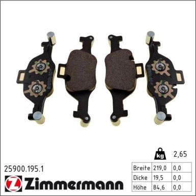 ZIMMERMANN Bremsbelagsatz, Scheibenbremse 25900.195.1 ZIMMERMANN Bremsbelagsatz, Scheibenbremse 25900.195.1
